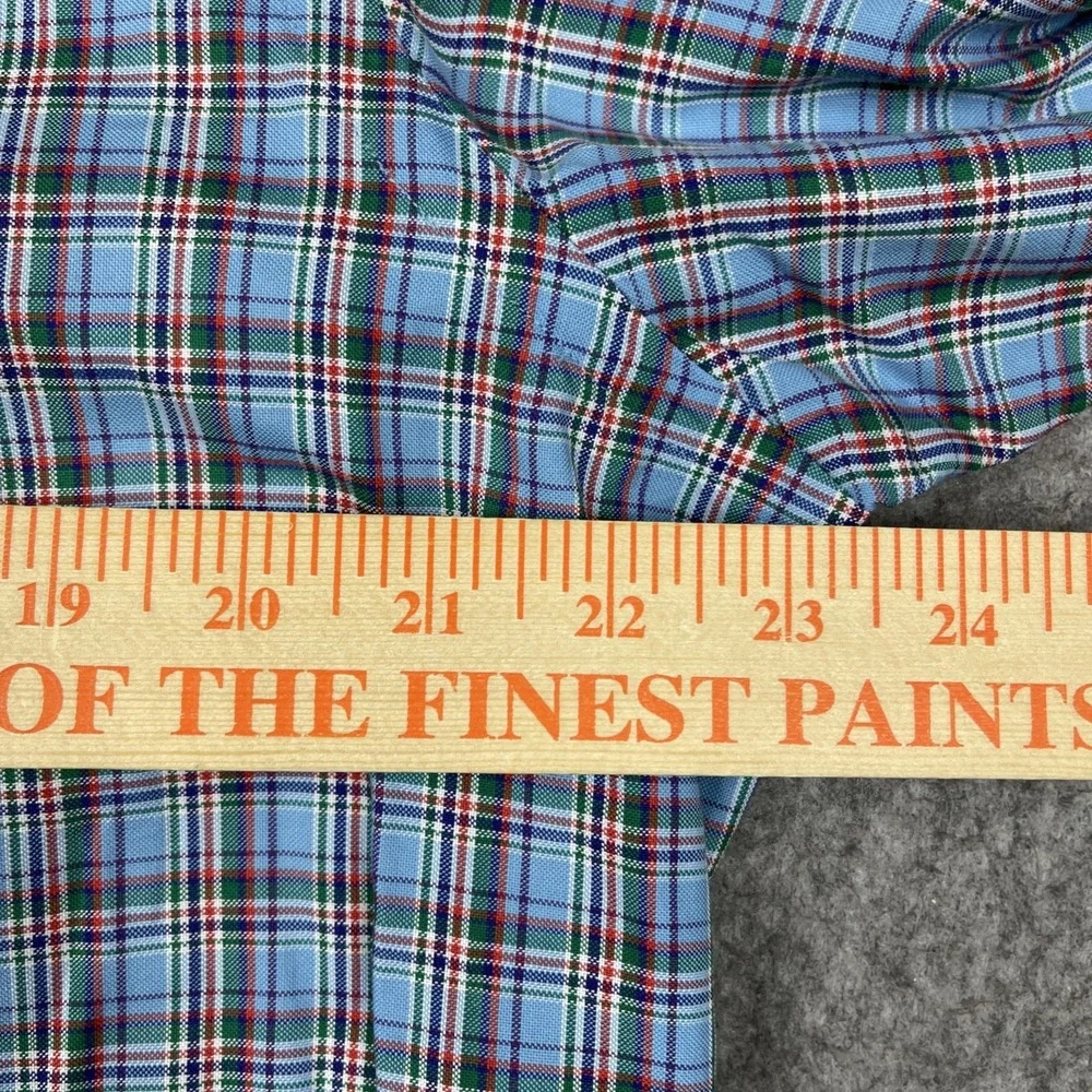 Ralph Lauren Shirt Men Large Blue‎ Multicolored Plaid Long Sleeve Cotton Preppy